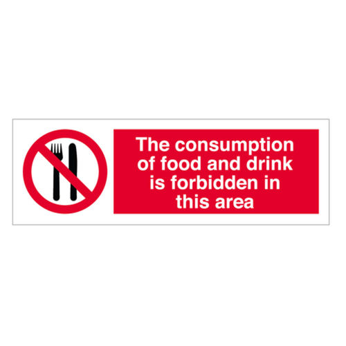 The Consumption Of Food And Drink Is Forbidden In This Area Sign (10064V)